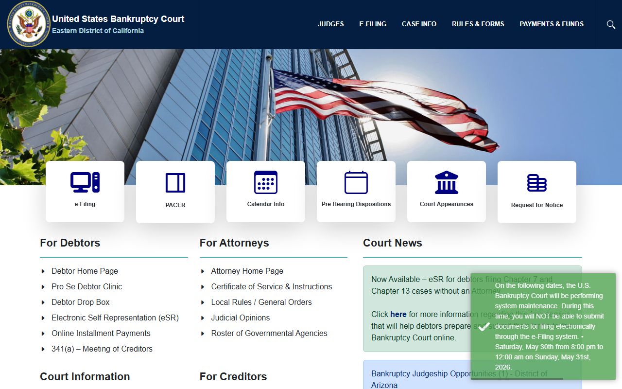 Stanislaus County federal court records U.S. Bankruptcy Court Eastern District of California