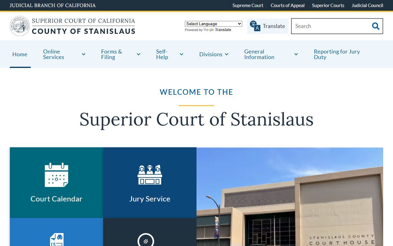 Stanislaus County court records Superior Court homepage