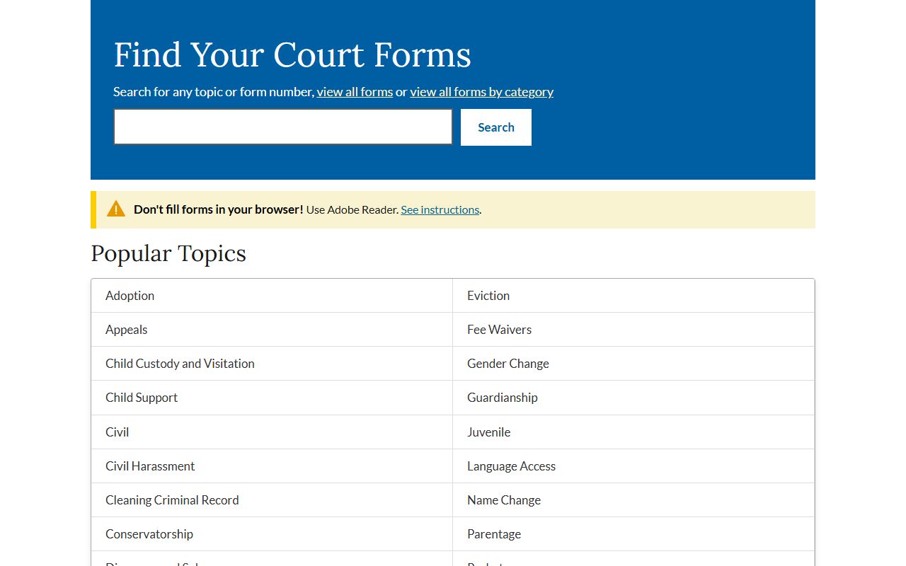 Stanislaus County Clerk of the Superior Court California court forms finder